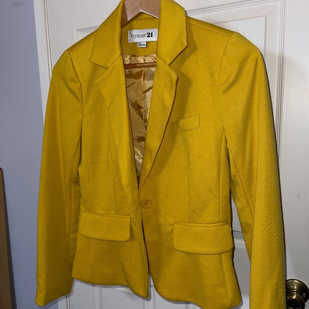 F21 Yellow Blazer Women Size S